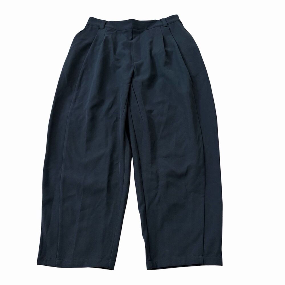 Halara Baggy Pants Large Dark Blue Barrel Leg Stretch Comfort Mid Rise Crop NWT